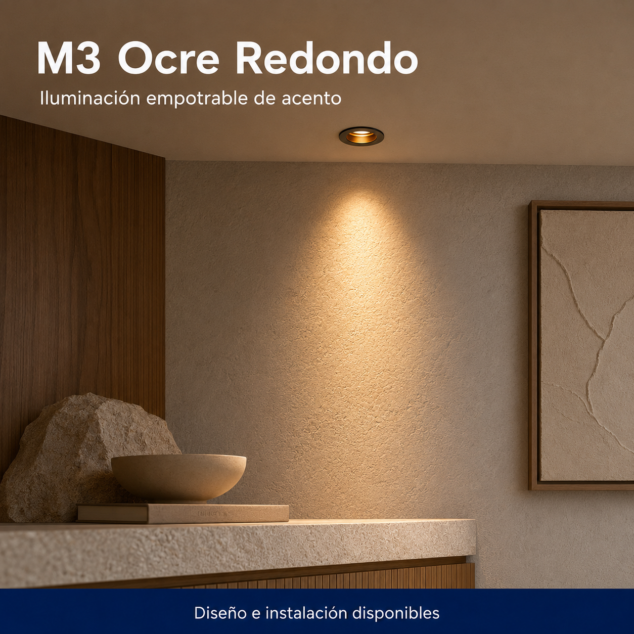 M3 Ocre Redondo instalado en ambiente interior o exterior
