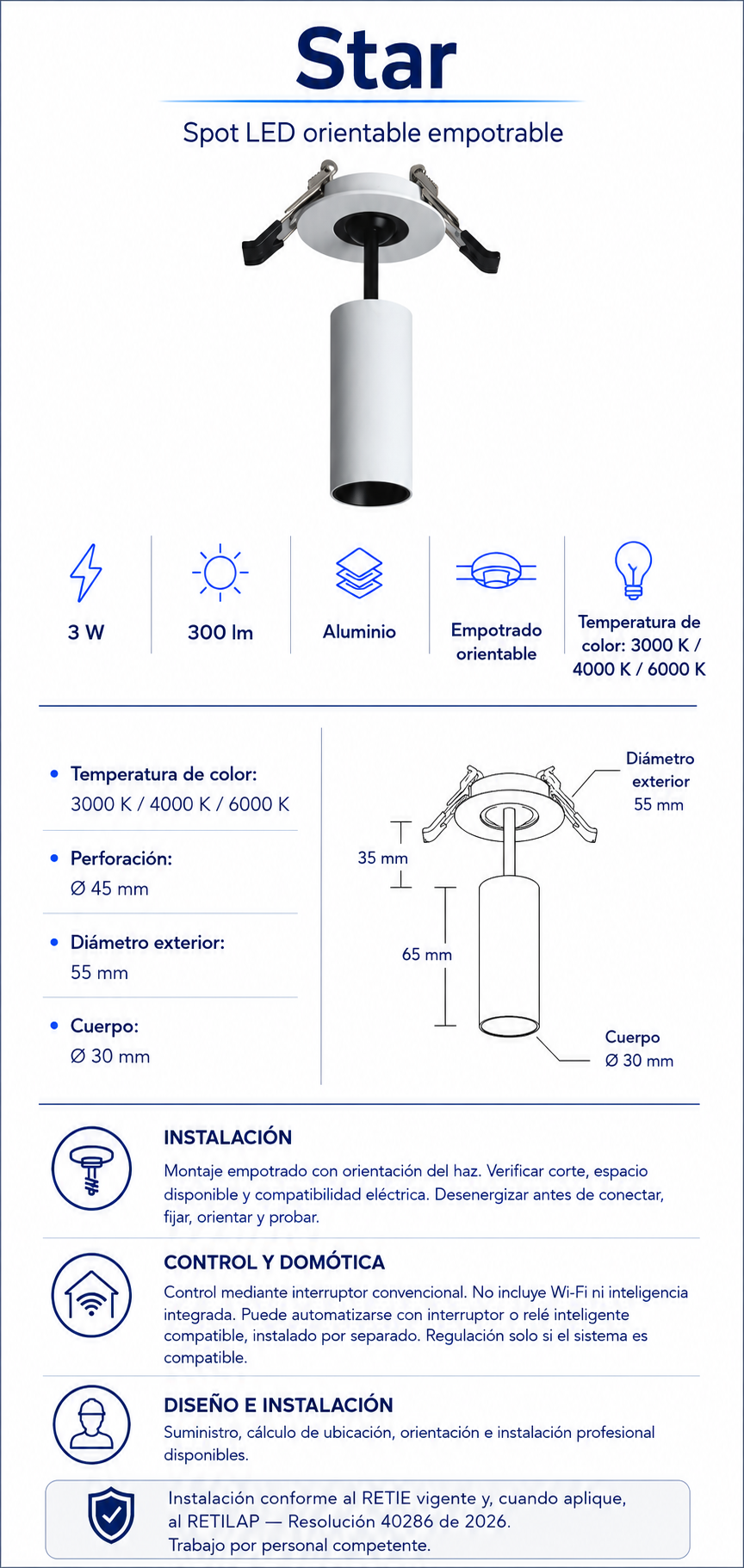 Ficha técnica e instalación de Star