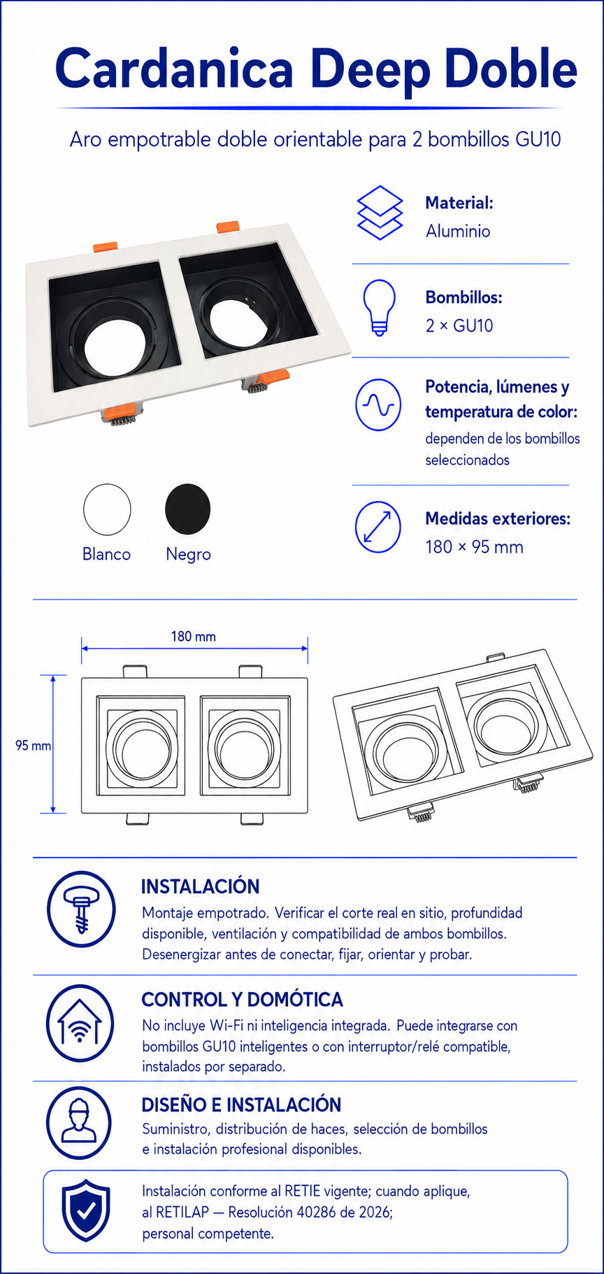 Ficha técnica e instalación de Cardanica Deep Doble